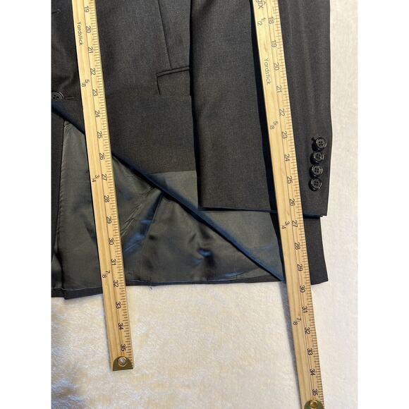 Hickey Freeman 43L Loro Piana Charcoal Dark Gray Blazer Suit Coat Jacket - Picture 12 of 14